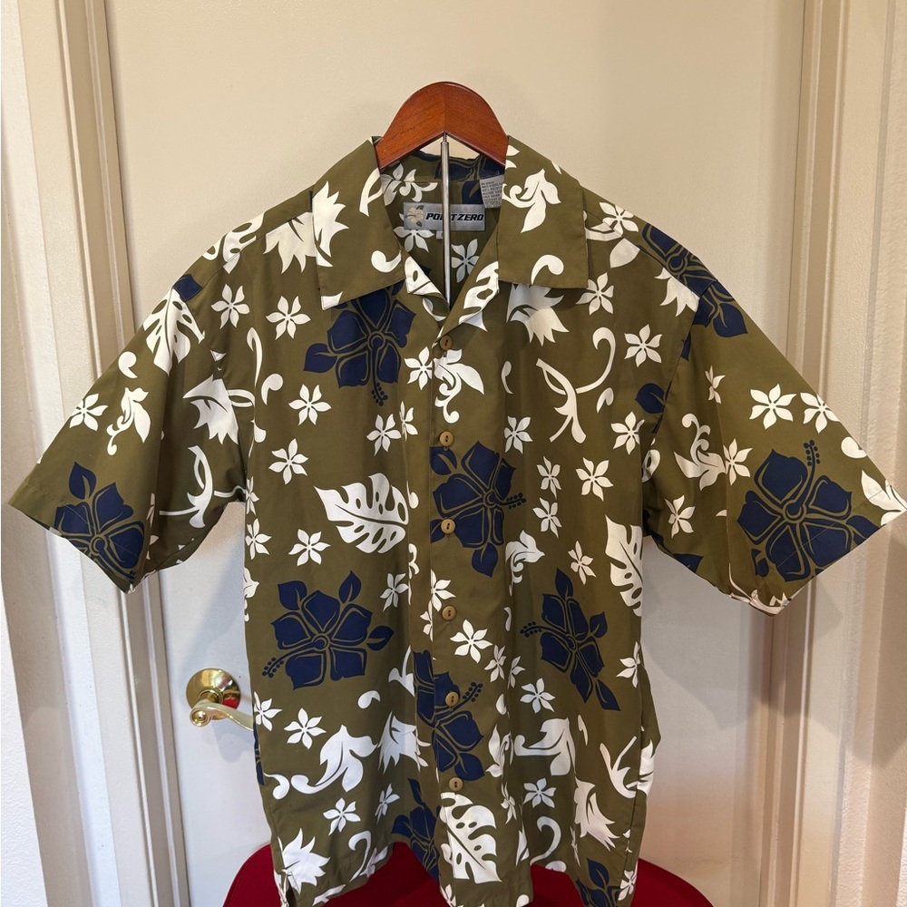 Point Zero Olive and Navy Floral Shirt